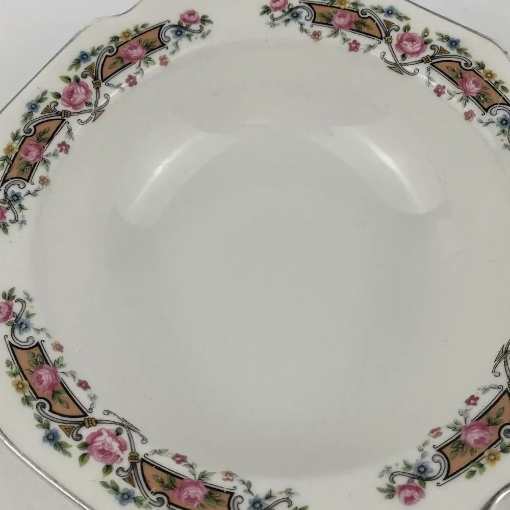 Vintage WS George Lido Dessert Bowl Flower Rim Silver Rim